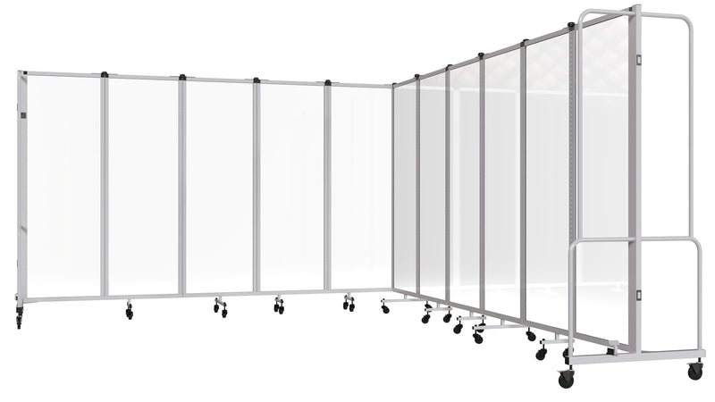 National Public Seating Robo Series 11-Panel Folding Mobile Room Divider, 72"H x 256"W, Clear Acrylic (RDG6-11CA)
