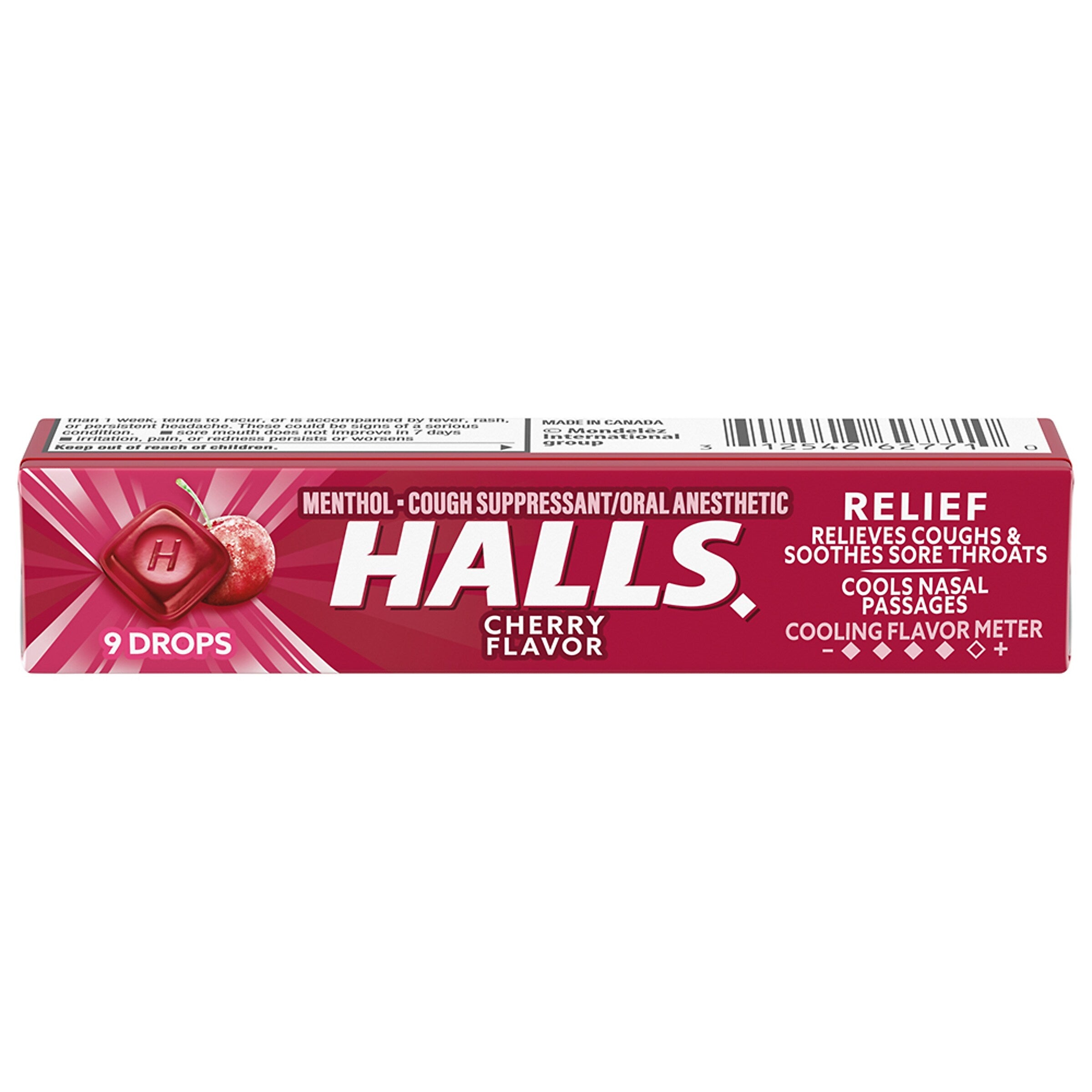Halls Mentho-Lyptus Cough & Sore Throat Lozenges, Cherry, 9 Pieces/Pack, 20 Packs/Box (AMC62476)