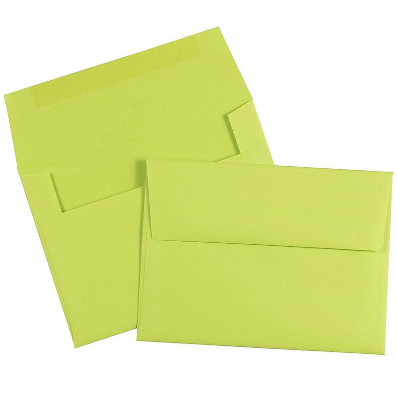 JAM Paper A6 Booklet Envelope 4 3/4" x 6 1/2", Ultra Lime Green, 100/Pack (52610d)