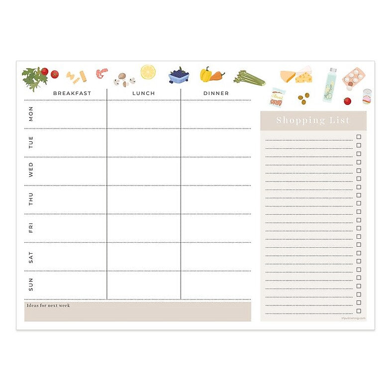 TF Publishing Meal and Grocery Planning 12" x 9" Undated Nutrition Planner, Paperboard Cover, Multicolored (99-6608)