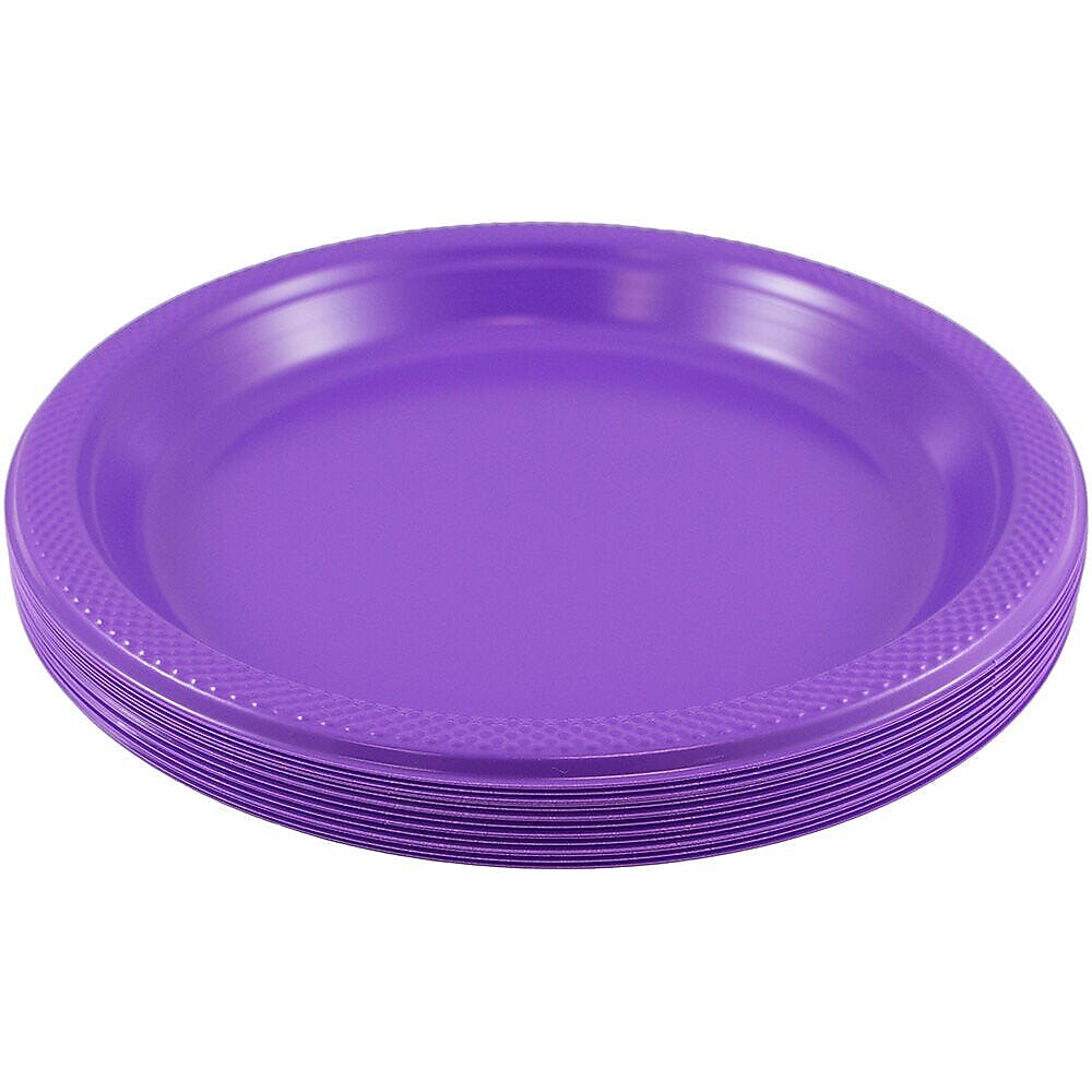JAM Paper 9" Plastic Plates, Purple, 80/Pack (9255320689g)