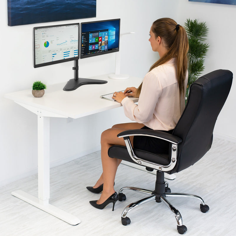Mount-It! Adjustable Dual Monitor Arms, Up To 32" Monitors, Black (MI-2781)