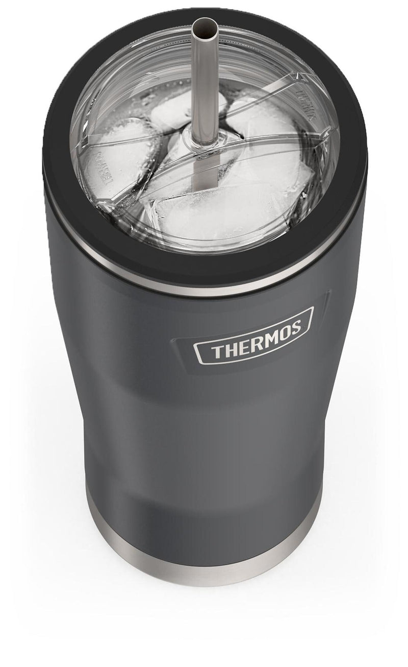 Thermos Icon Stainless Steel Vacuum Insulated Cold Tumbler with Straw, 24 oz., Granite (EAIS1112GT4)