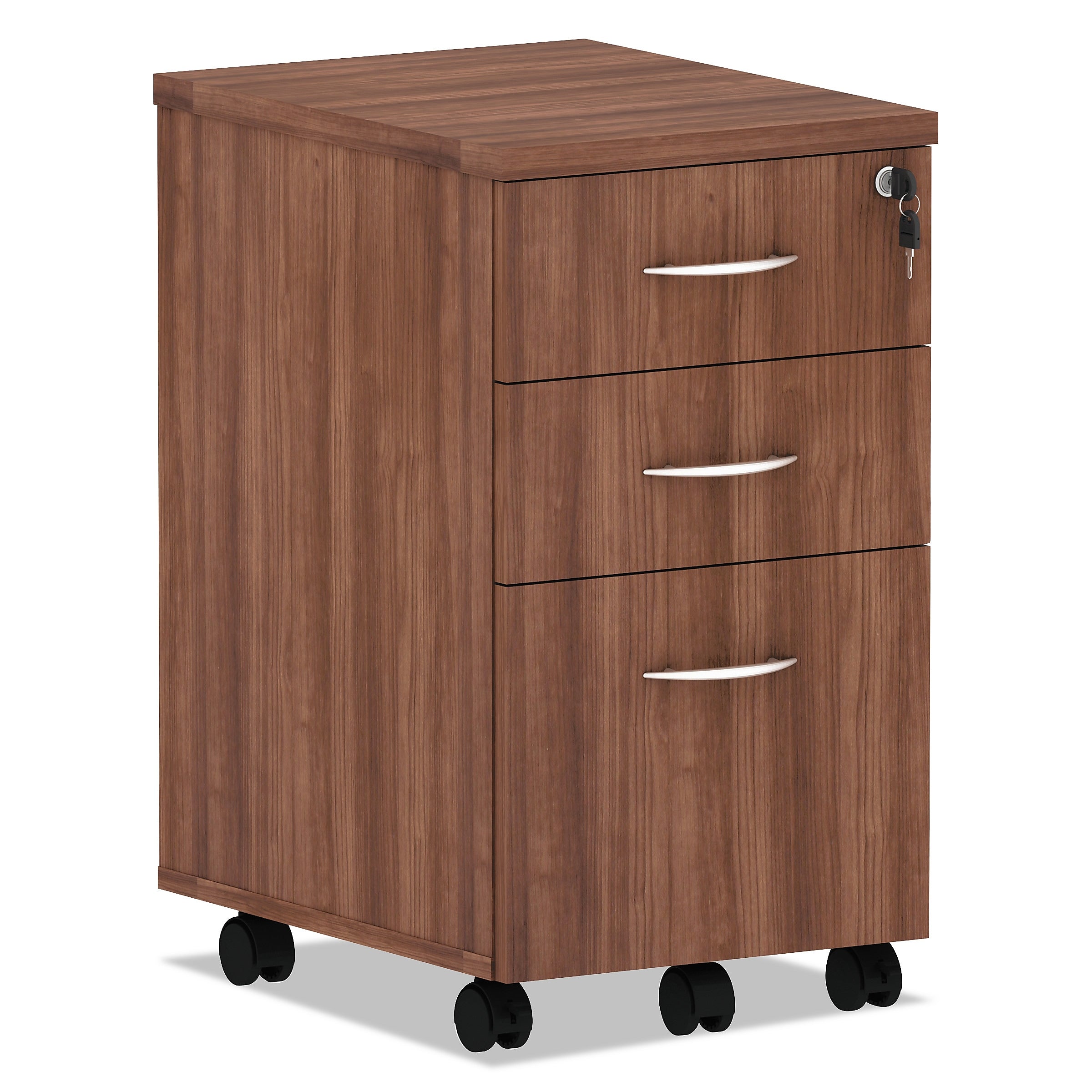 Alera® Valencia Series Mobile Box/Box/File Pedestal, 15.88w x 20.5d x 28.38h, Modern Walnut