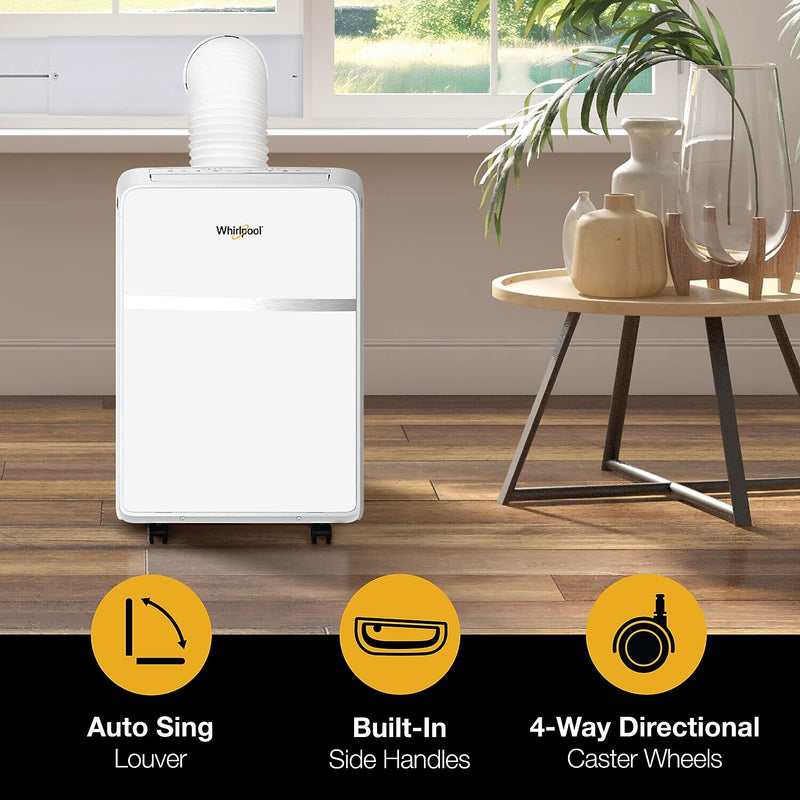Whirlpool 115-Volt 8000 BTU (5500 BTU DOE) Portable Air Conditioner with Remote, White (WHAP081BWC)