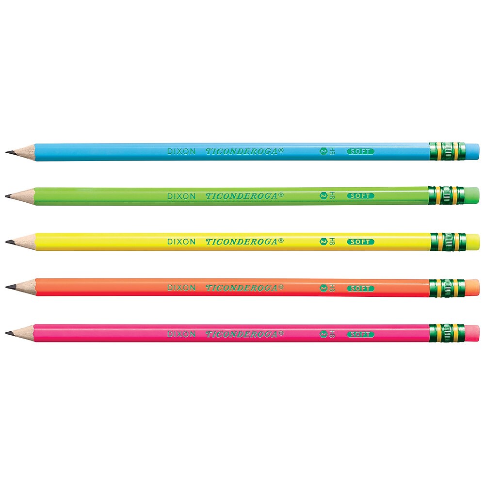 Ticonderoga Neon Pre-Sharpened Wooden Pencil, #2 Medium Lead, 18/Pack (X13018)
