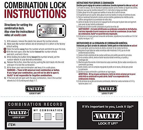 Vaultz Cash Box Stoarge Container w/ Combination Lock, Plastic, Black (VZ00308-CAM)