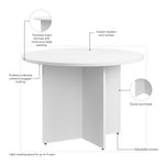 Bush Business Furniture 42W Round Conference Table with Wood Base, White (99TB42RWH)