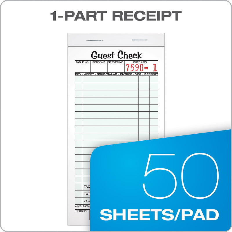 TOPS Guest Checks, 50 sheets/Pad, 10/pack (525SW)