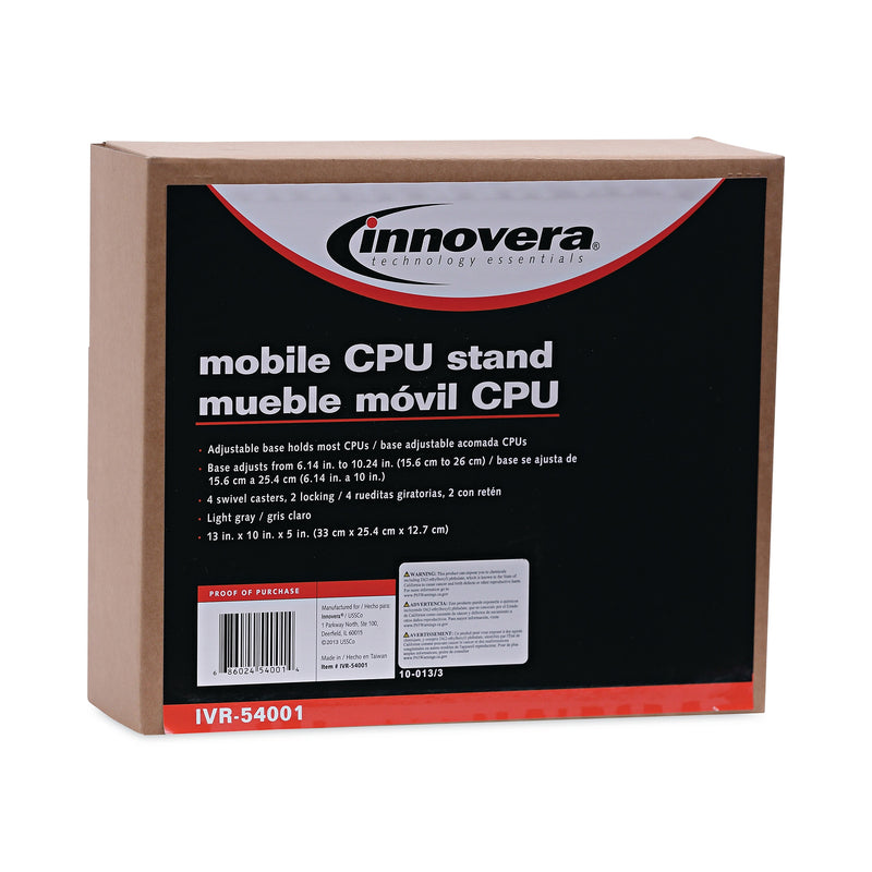Innovera Plastic Mobile CPU Stand, Light Gray (IVR-54001)