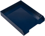 JAM PAPER Stackable Paper Trays, Navy Blue, Desktop Document, Letter, & File Organizer Tray, 2/Pack (344naas)