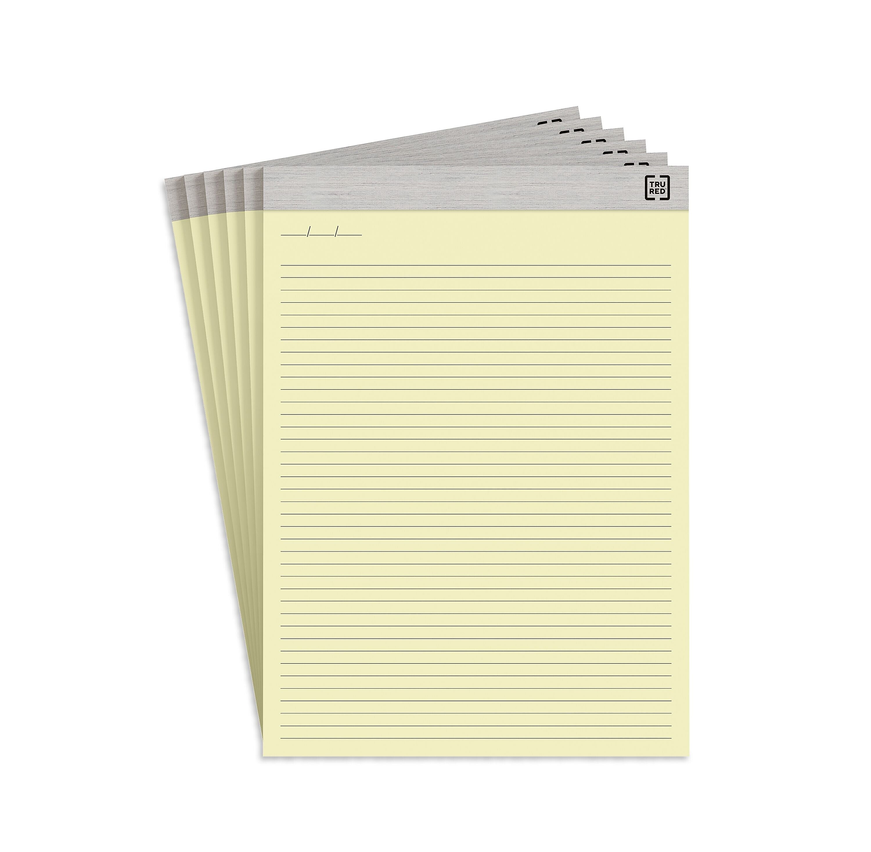 TRU RED Notepads, 8.5" x 11.75", Narrow Ruled, Canary, 50 Sheets/Pad, 6 Pads/Pack (TR57377)