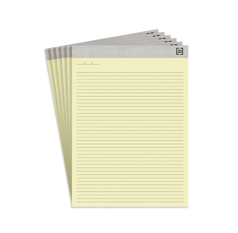 TRU RED Notepads, 8.5" x 11.75", Narrow Ruled, Canary, 50 Sheets/Pad, 6 Pads/Pack (TR57377)