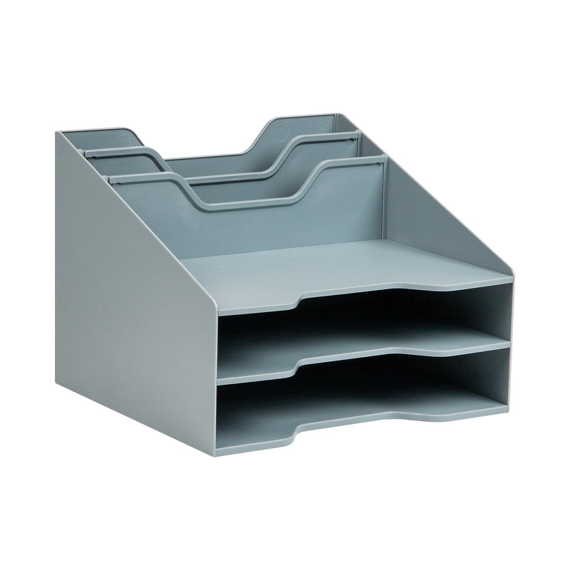 Mind Reader 5-Compartment Plastic Desk Tray, Gray (ANCHBOX5-GRY)