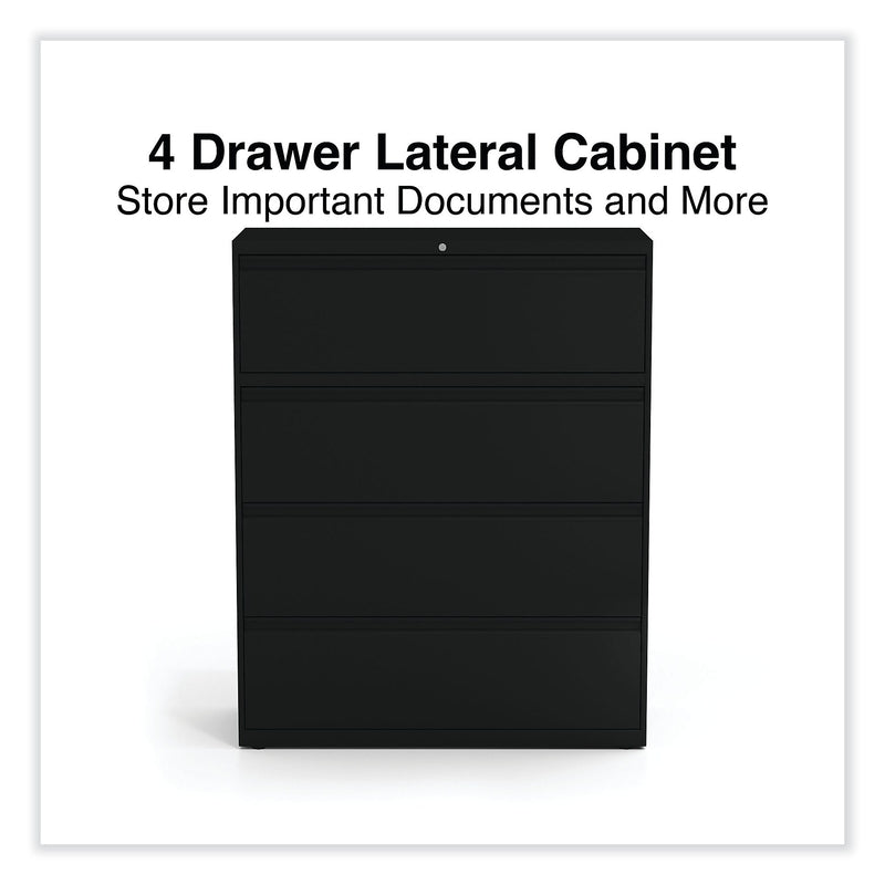 Alera 4-Drawer Lateral File Cabinet, Locking, Letter/Legal, Black, 42.13" (ALELF4254BL)