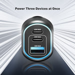 CODi 65W Triple Car Charger, USB-A & USB-C Outputs, Black (A01111)
