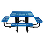 Global Industrial 46" Square Outdoor Steel Picnic Table, Expanded Metal, Blue (277151BL)