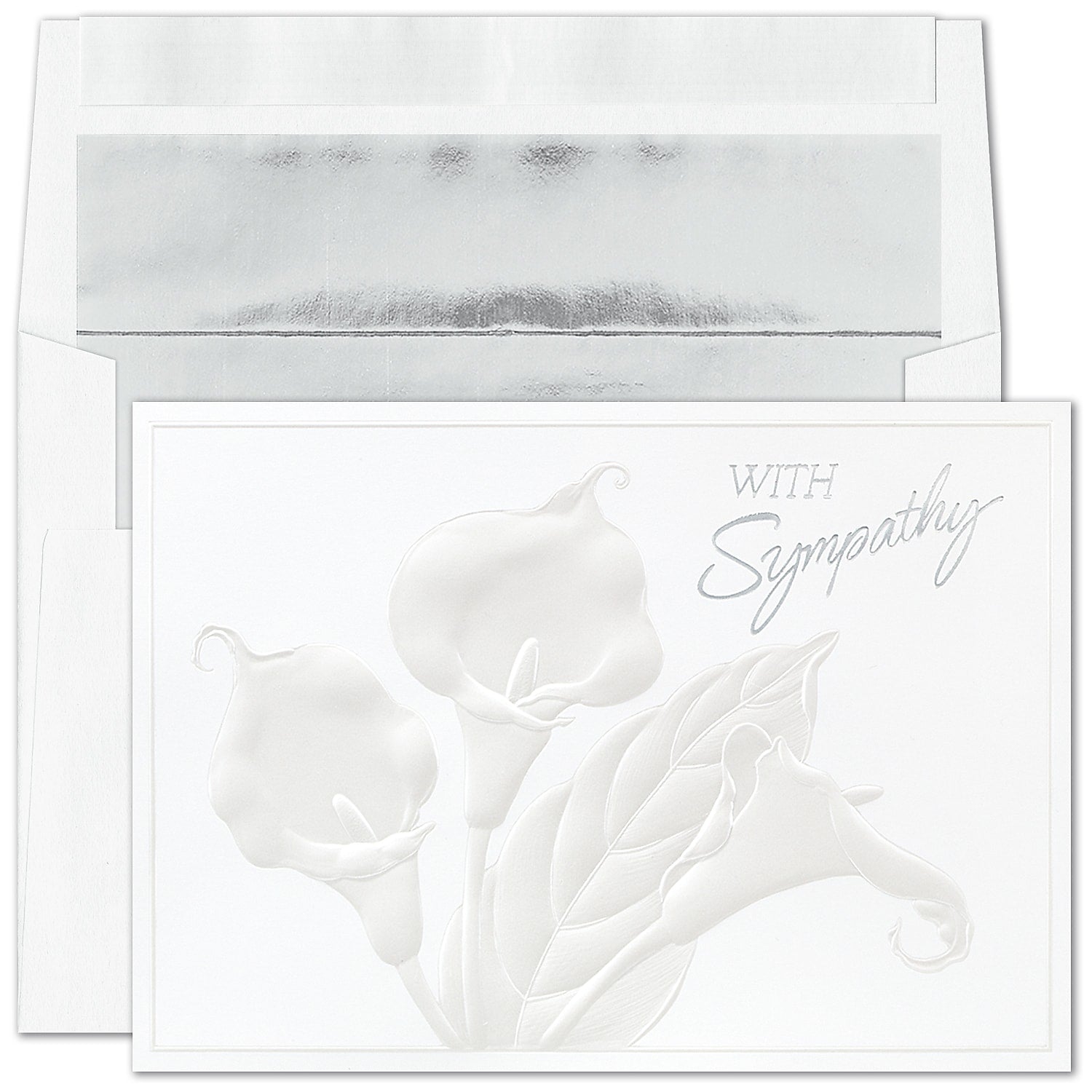 "With Sympathy" Card w/ Silver Lined White Envelope, 25/BX