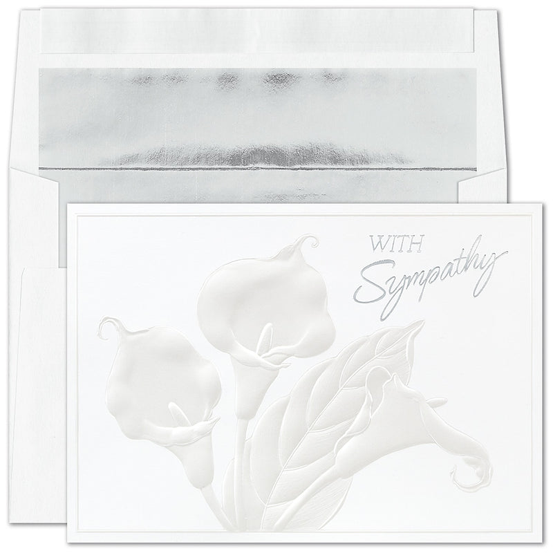 "With Sympathy" Card w/ Silver Lined White Envelope, 25/BX
