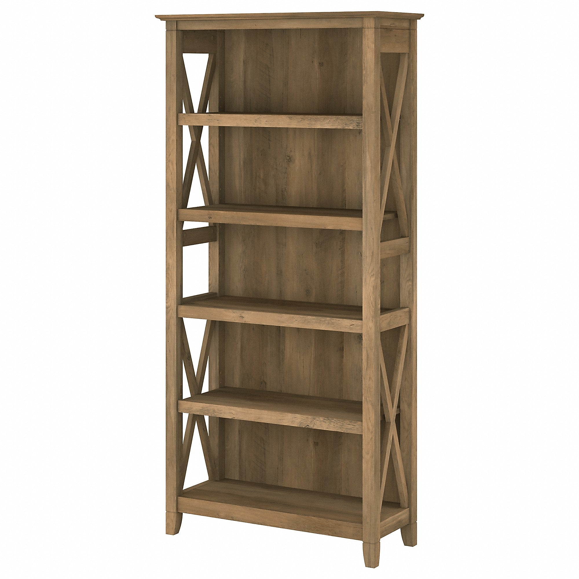 Bush Furniture Key West 66"H 5-Shelf Bookcase with Adjustable Shelves, Reclaimed Pine Laminated Wood (KWB132RCP-03)