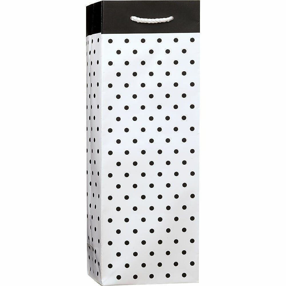 JAM Paper Black and White Dotted Wine Gift Bags, 3/Pack (52622309943)