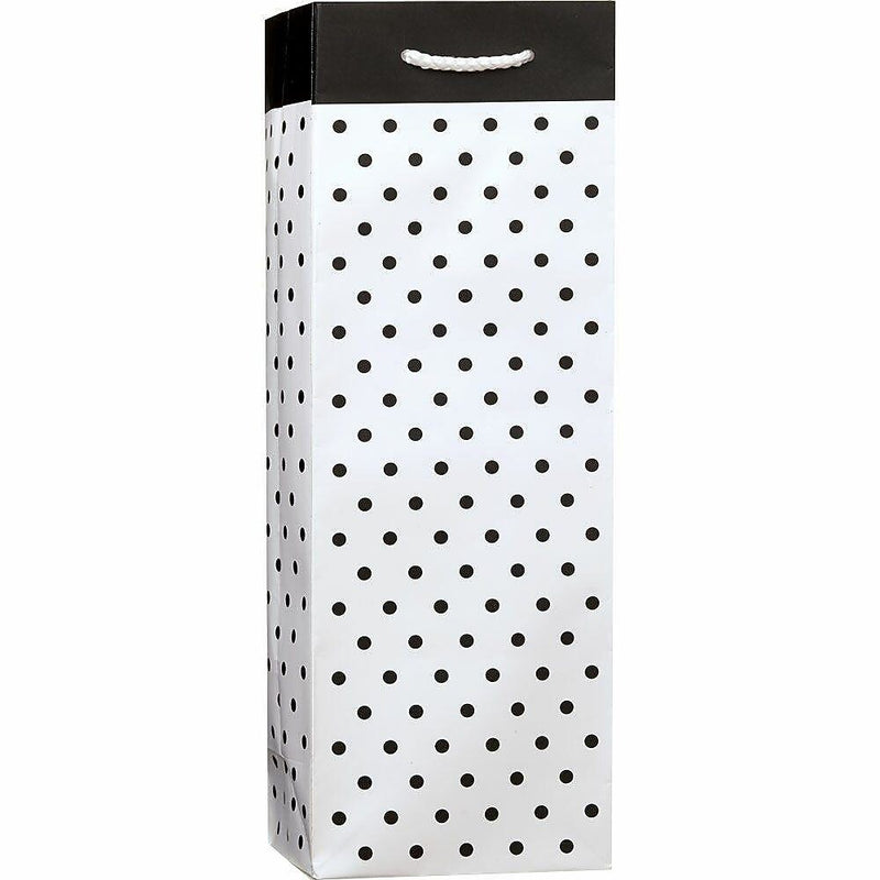 JAM Paper Black and White Dotted Wine Gift Bags, 3/Pack (52622309943)