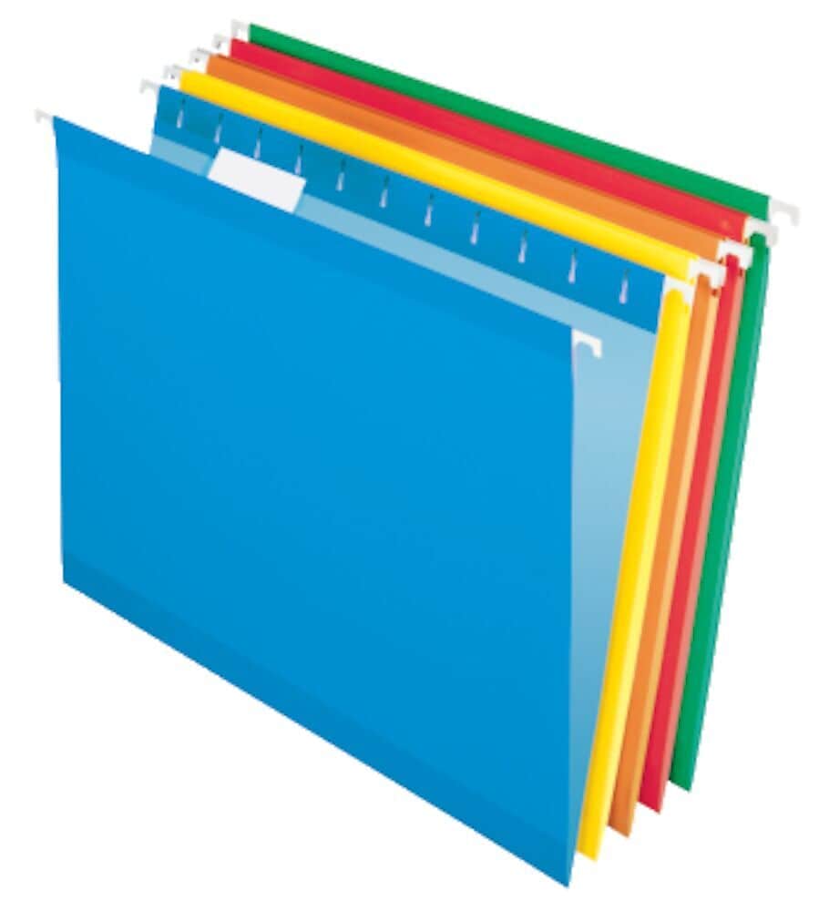 Pendaflex Reinforced Hanging File Folders, 1/5 Tab, Letter Size, Assorted Colors, 25/Box (PFX 4152 1/5 ASST)