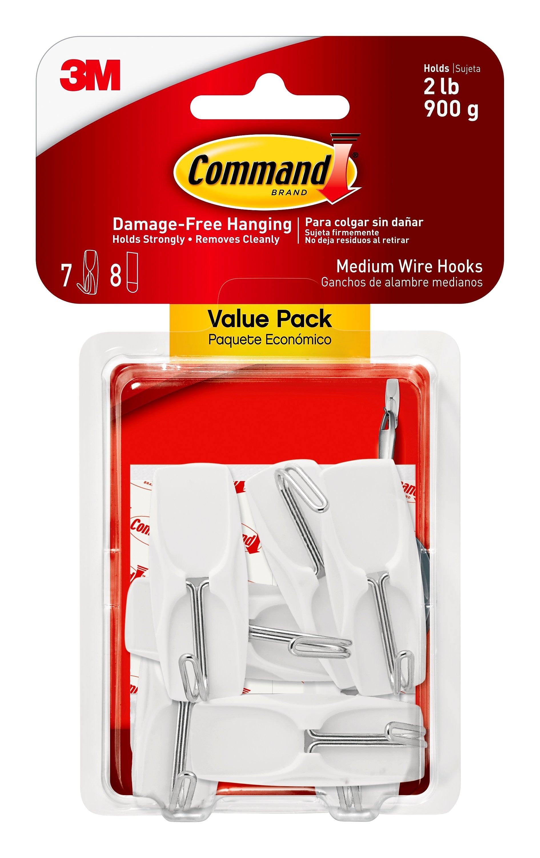 Command Damage Free Medium Hook, 2 lb, White, 7/pack (17065-VPES)