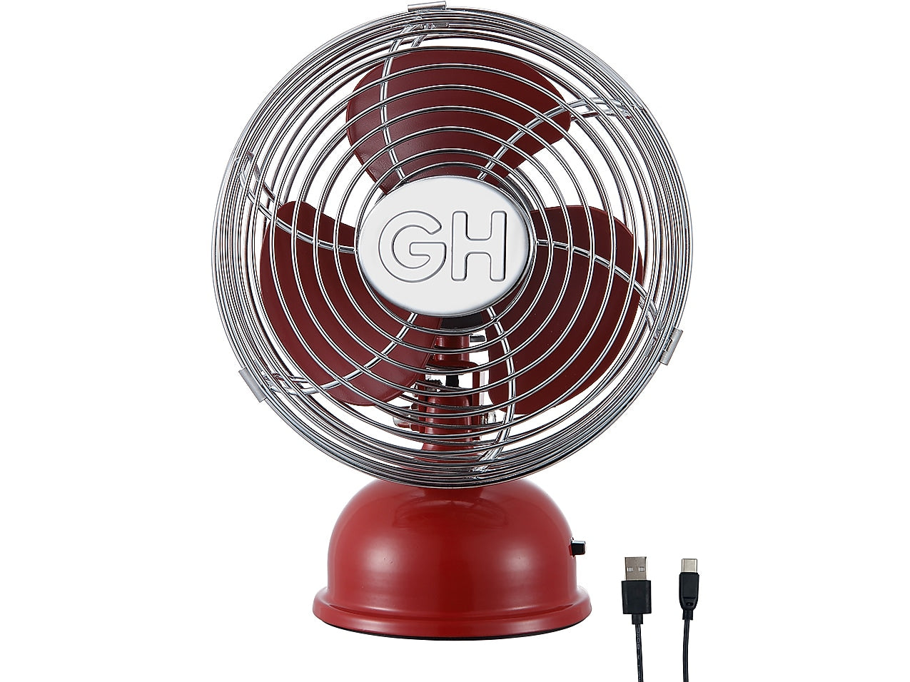Good Housekeeping 5" Oscillating Portable Fan, 1-Speed, Red/Silver (92521)