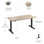Bush Business Furniture Move 60 Series 60"W Electric Adjustable Standing Desk, Natural Elm/Black Powder Coat (M6S6030NEBK)