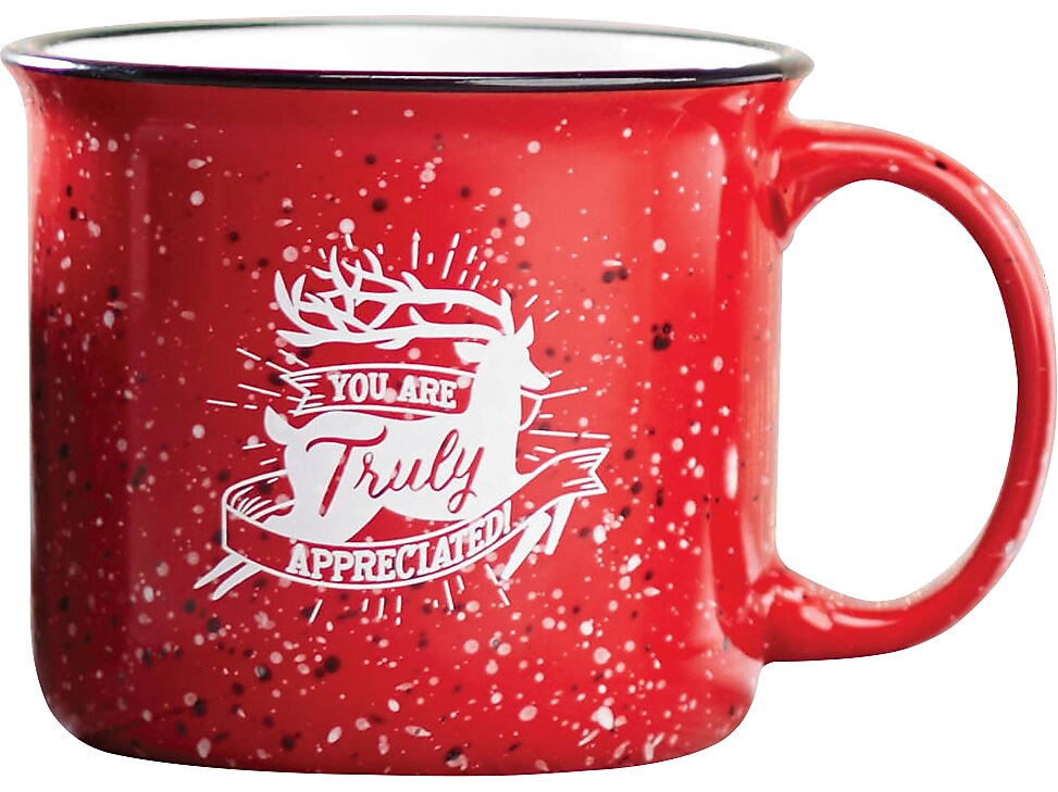 Baudville "You Are Truly Appreciated" Ceramic Coffee Mug, 13 oz., Red/White (70970)