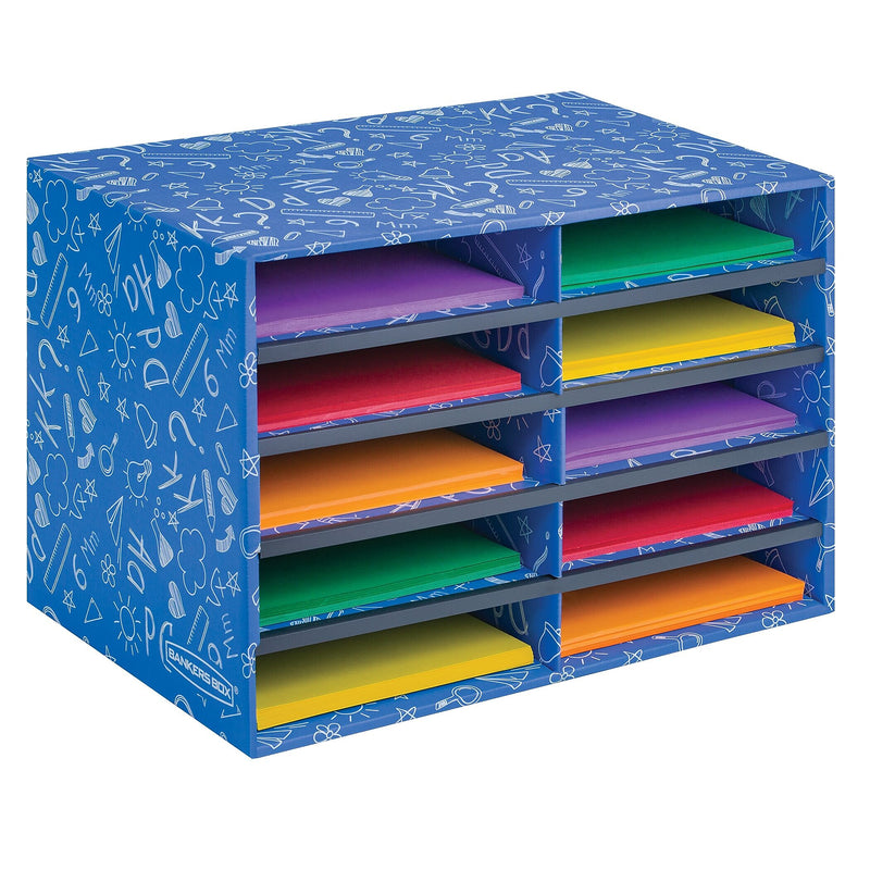 Bankers Box Classroom Collection 10-Compartment Mail Sorters, 19.5" x 12.375", Blue (3384201)
