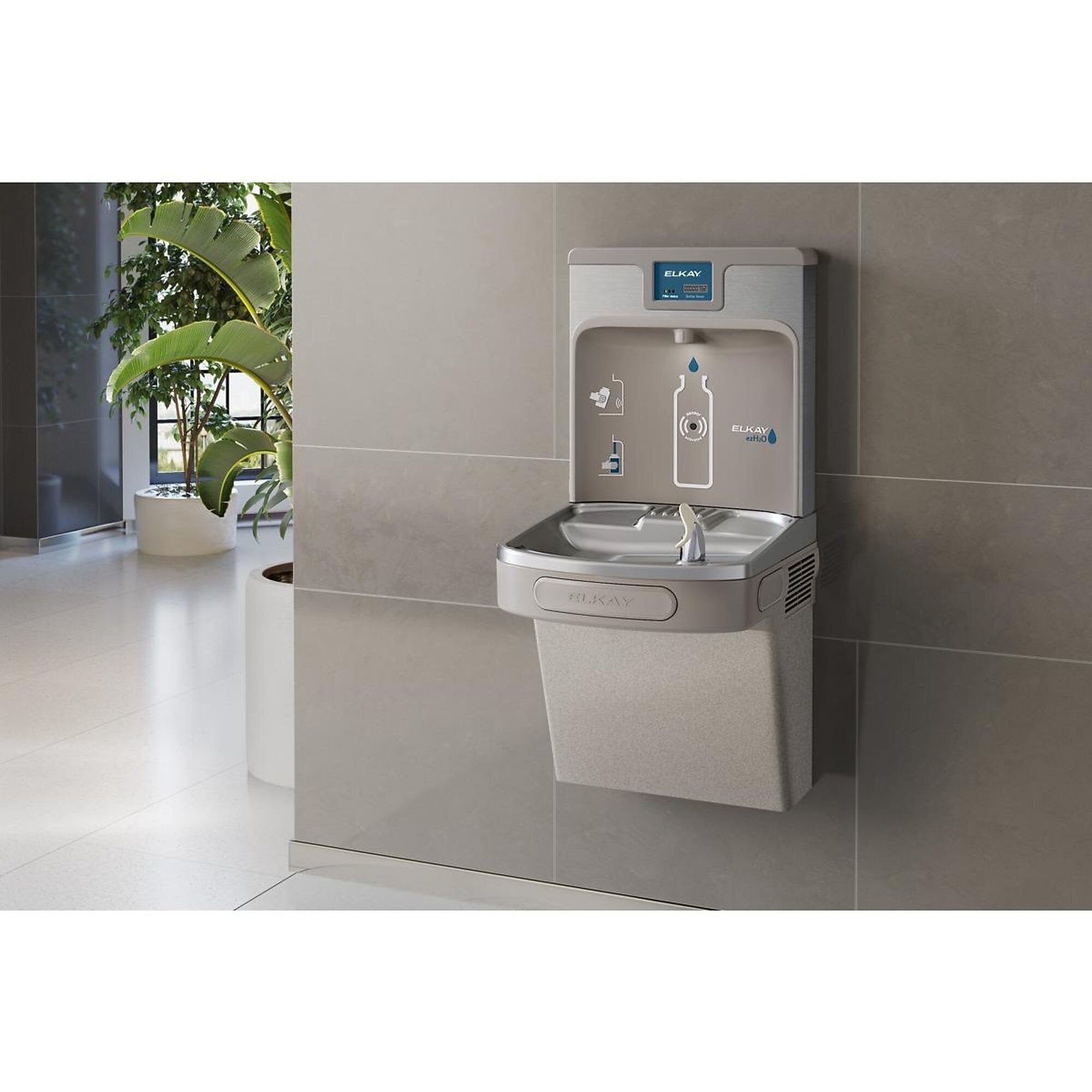 Elkay EZH2O Wall Mounted Drinking Fountain and Hands Free Bottle Filling Station, Stainless Steel (LZS8WSSP)