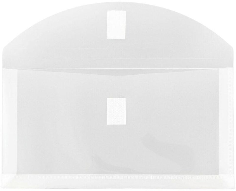 JAM Paper Premium Plastic Filing Envelope with Hook & Loop Closure, 5 1/4" x 10", Clear, 3/Pack (921V1CLX3)
