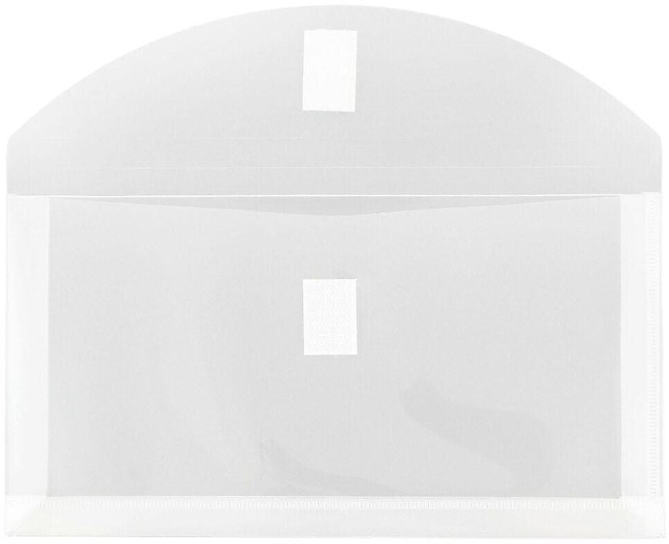 JAM Paper Premium Plastic Filing Envelope with Hook & Loop Closure, 5 1/4" x 10", Clear, 3/Pack (921V1CLX3)