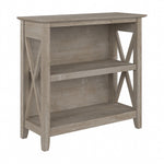 Bush Furniture Key West 30"H 2-Shelf Bookcase with Adjustable Shelf, Washed Gray (KWB124WG-03)