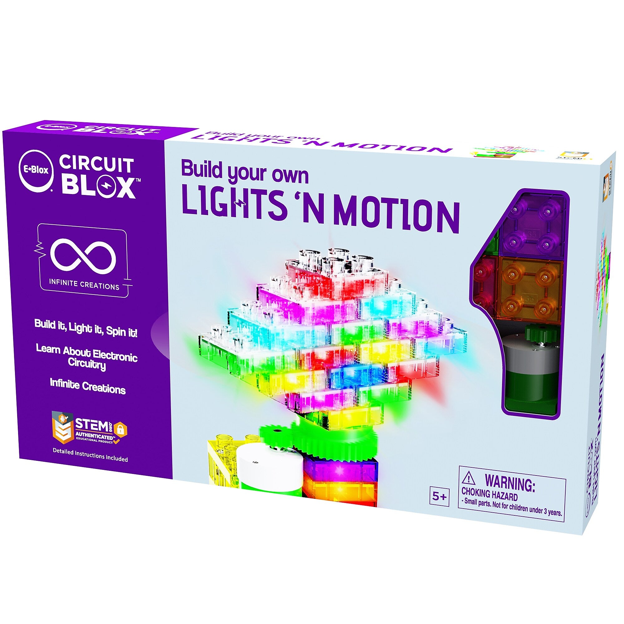 E-Blox Circuit Blox Single Student Set, Lights 'N Motion Geared Motor, 25 Pieces/Set (EBLCB1375SS)
