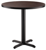 NPS CT Series 36" Round 30" Height Cafe Table, X Base, Black Frame/Mahogany Top (CT13636XDPBTMMY)
