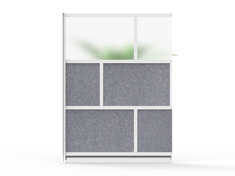 Luxor Modular Room Divider Add-On Wall, 70"H x 53"W, Gray/Frosted PET/Acrylic (MW-5370-XFCG)