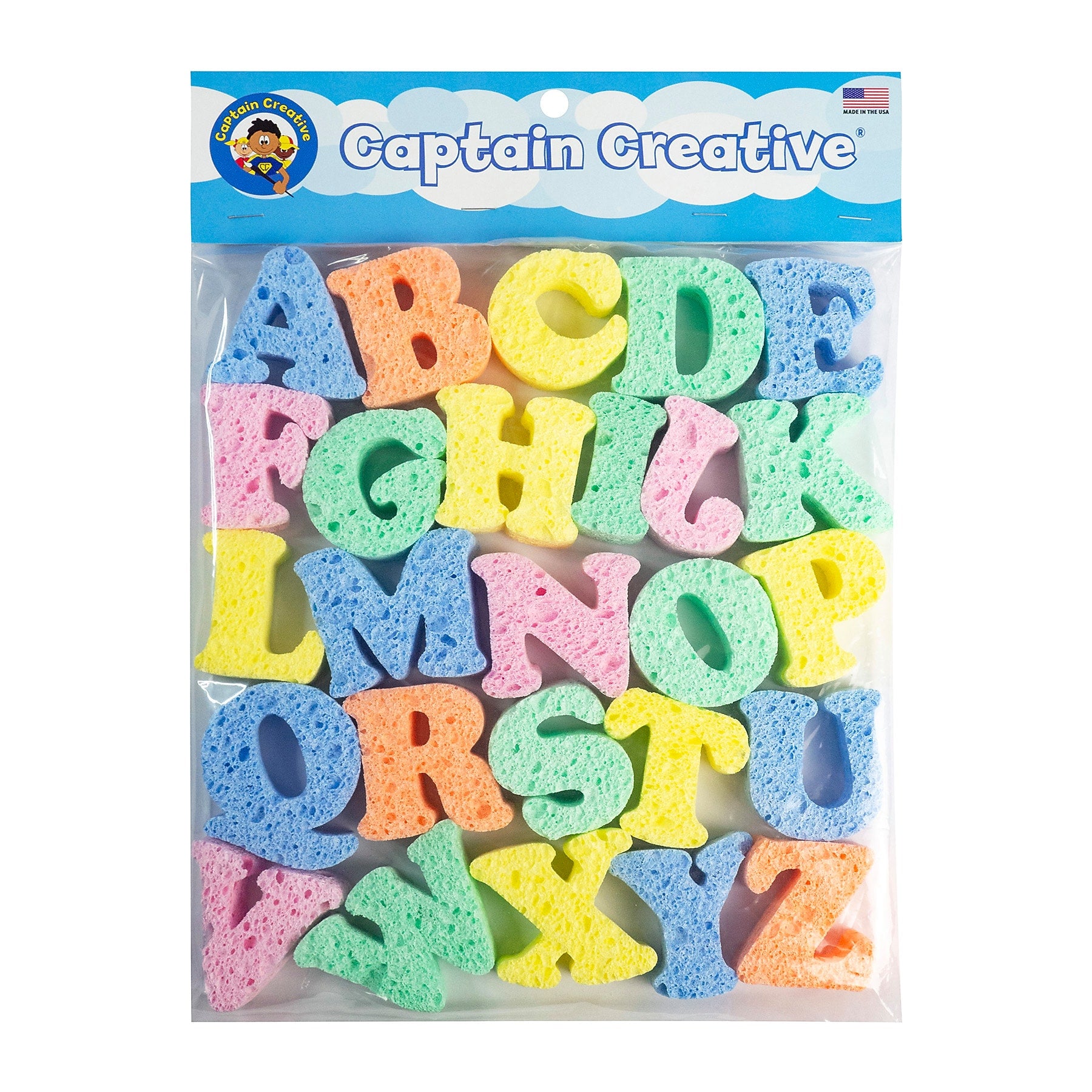 Captain Creative Super Sponges, Uppercase Alphabet, 2", Assorted Colors, 26/Set (APISS18002)