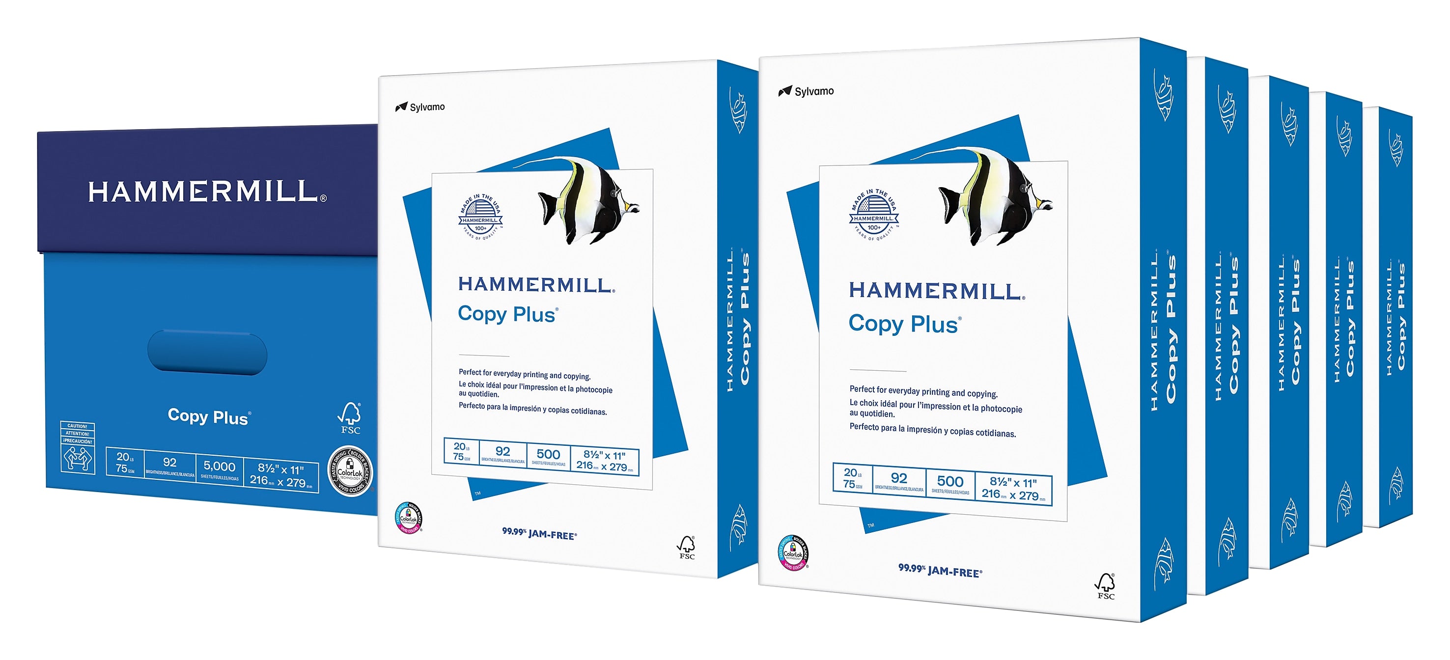 Hammermill Copy Plus 8.5" x 11" Copy Paper, 20 lbs., 92 Brightness, 5000 Sheets/Carton (105007)