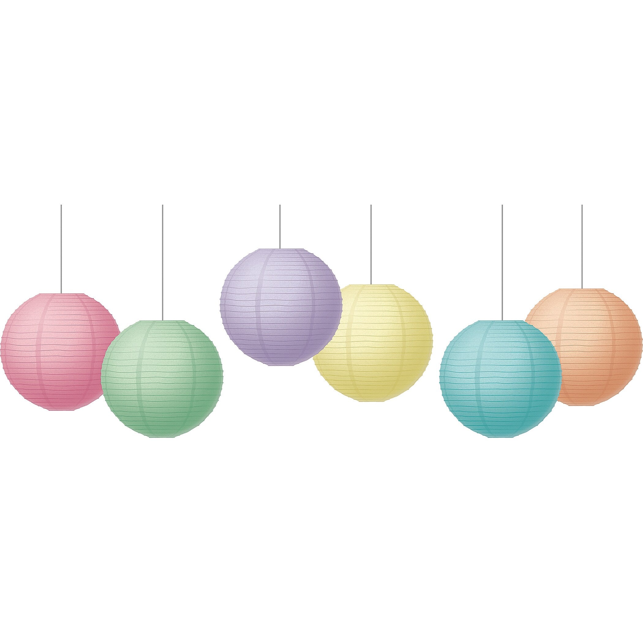 Teacher Created Resources Pastel Pop 8" Hanging Paper Lanterns, 6/Pack, 3 Packs/Bundle (TCR77523-3)