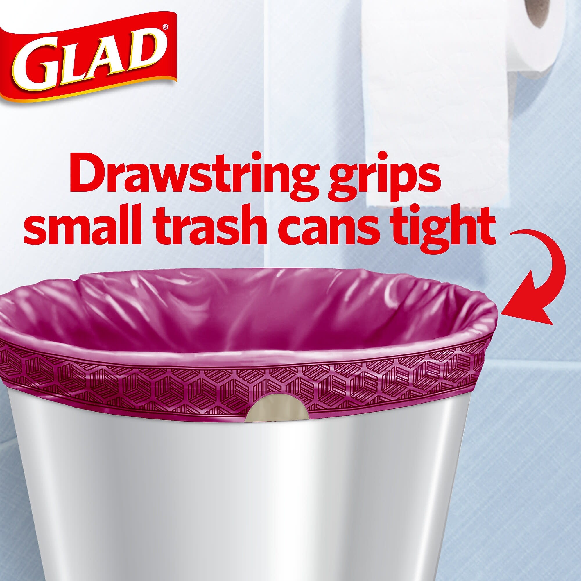 Glad Odorshield 4 Gallon Drawstring Kitchen Trash Bag, Febreeze Cherry Blossom, Pink, 34 Bags/Box (79274)