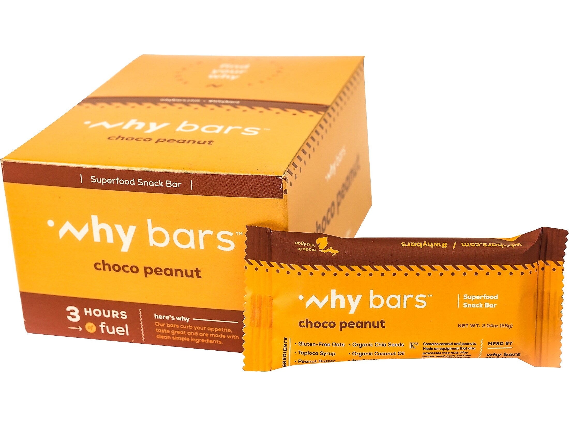 Why Bars Gluten-Free Choco Peanut Superfood Snack Bar, 2.04 oz., 12 Bars/Box (WB2)