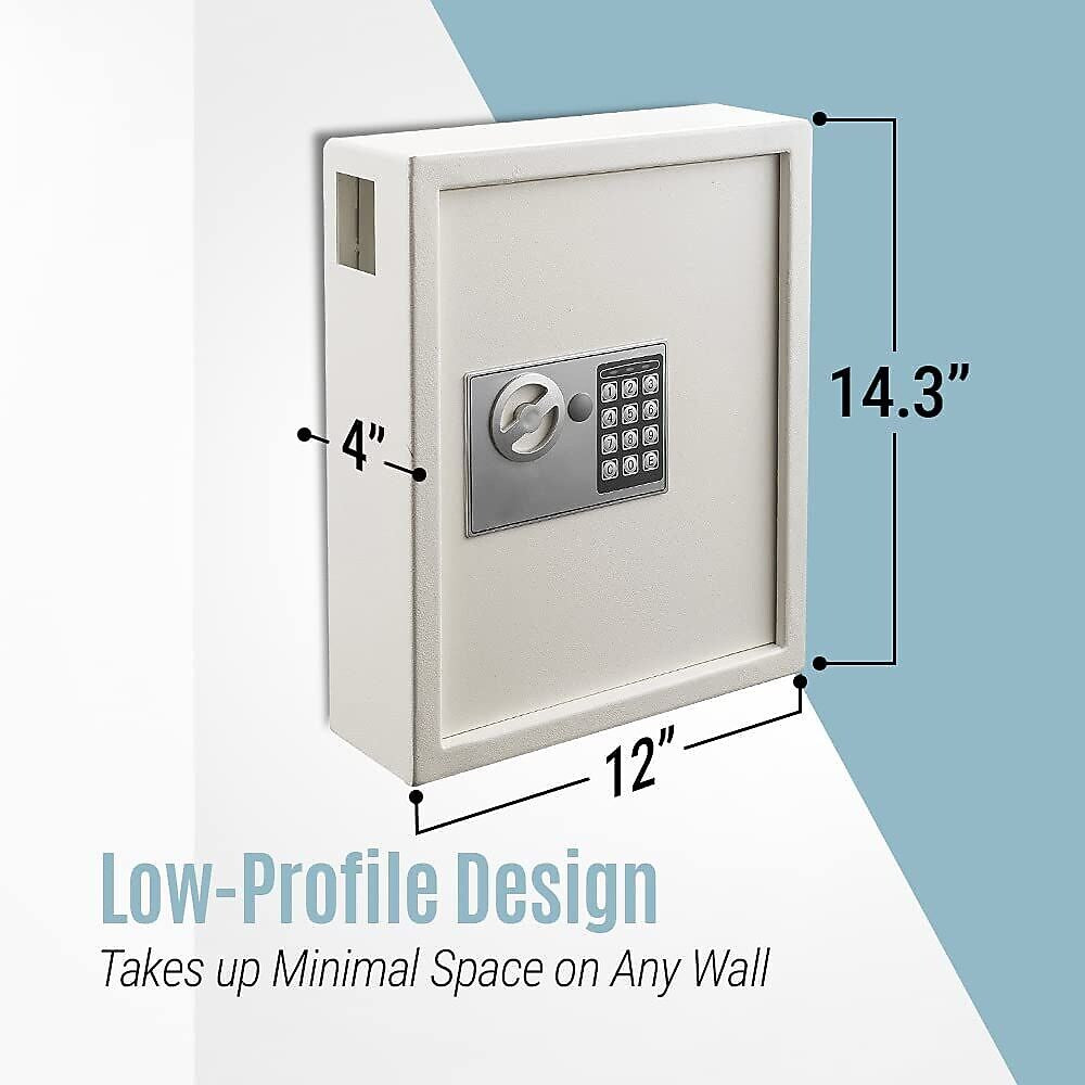 AdirOffice 40 Key Electronic Keypad Cabinet, White (680-40-WHI)