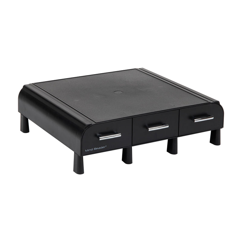 Mind Reader Monitor Stand and Desktop Organizer with 3 Storage Drawers, Black (MONSTA3D-BLK)