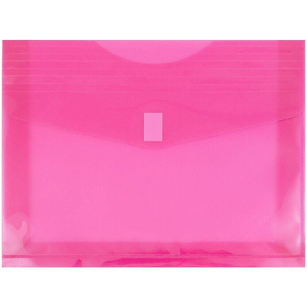 JAM Paper Premium Plastic Document File, 1 Pocket, Letter, Fuchsia Pink, 3/Pack (218V2fux3)
