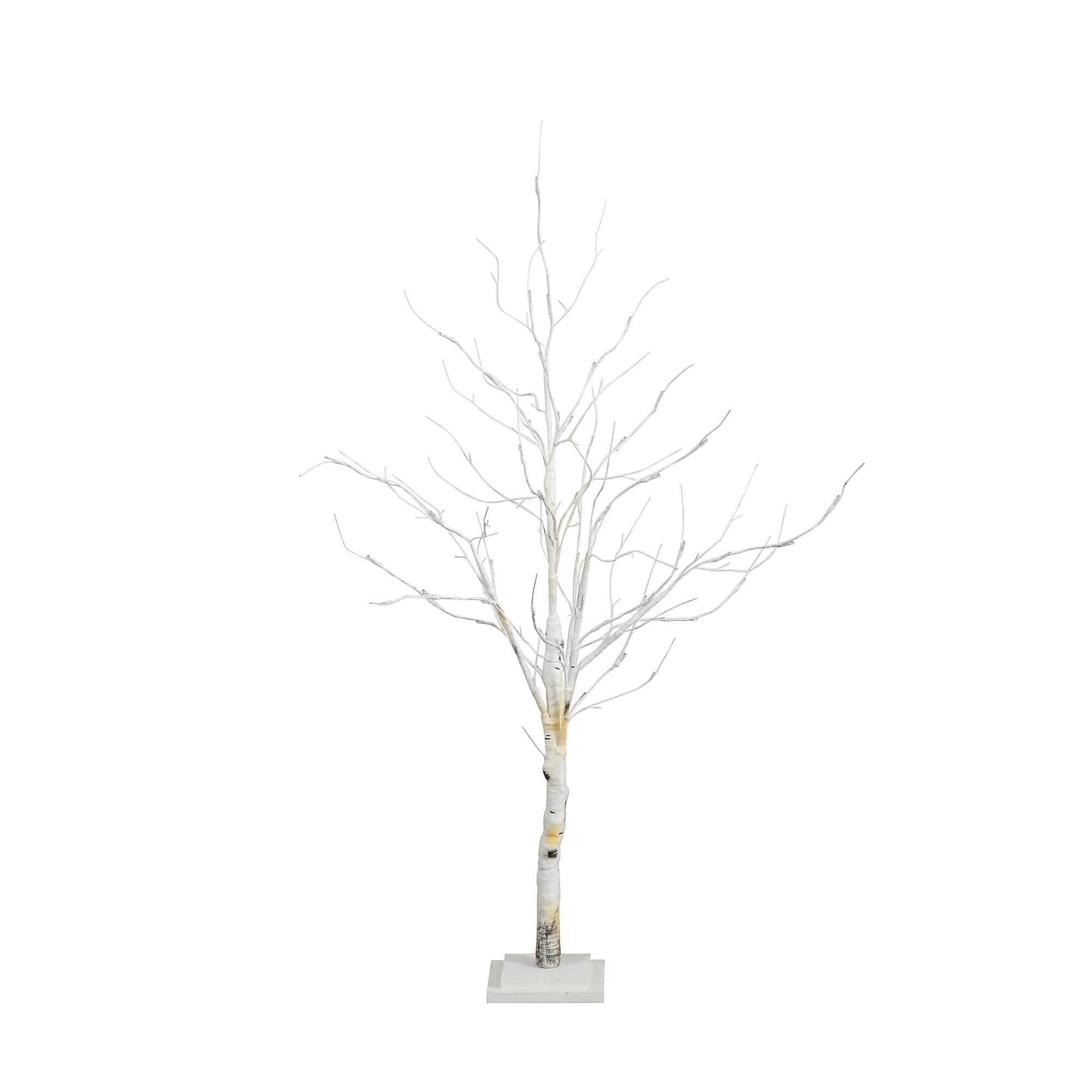 Nearly Natural 4-ft Pre-Lit Artificial White Birch Tree with 51 White LED Lights (T4930)