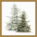 Amanti Art Vintage Wooded Holiday Trees in Snow by Katie Pertiet Framed Canvas Wall Art Print, 16" x 16" (A42675339742)