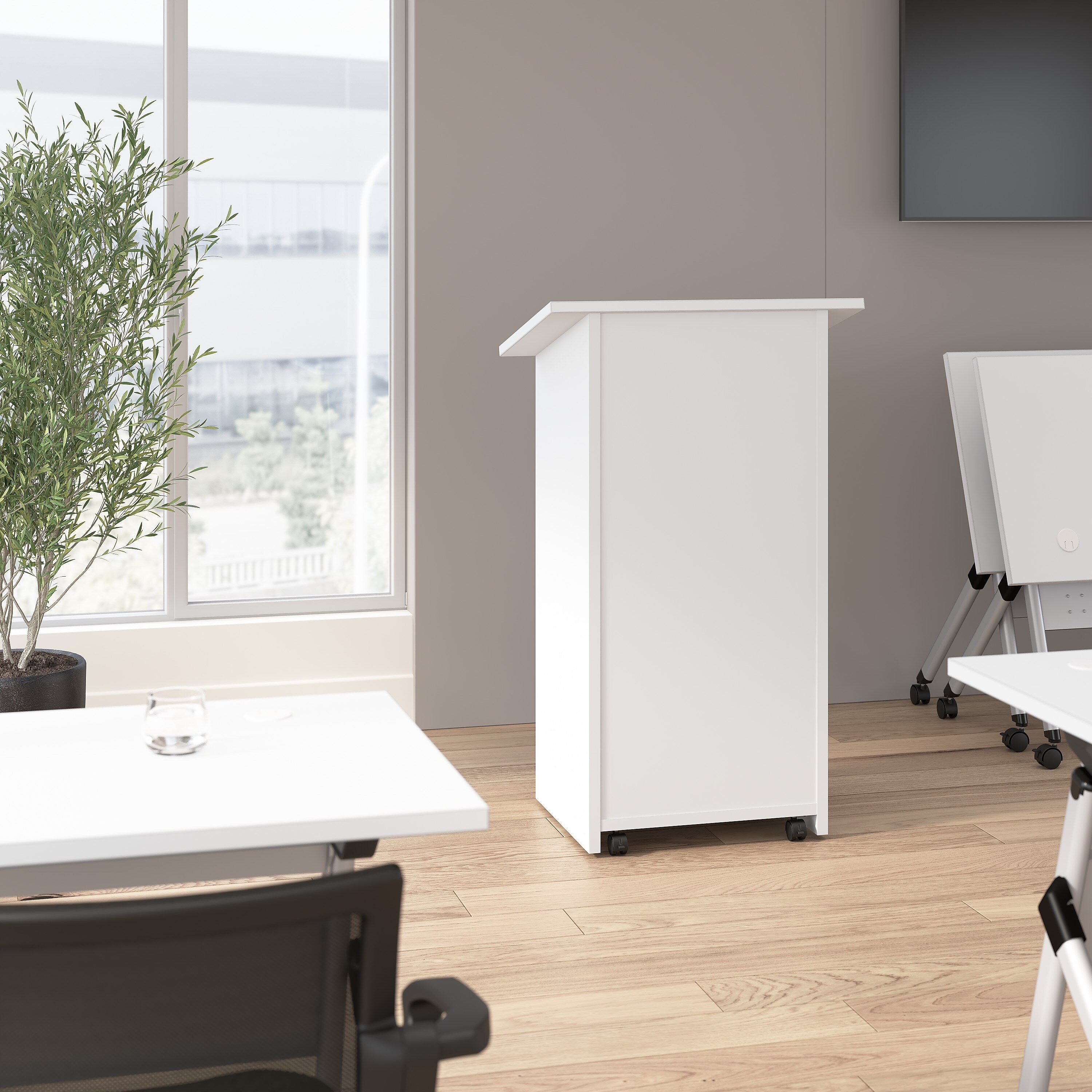 Bush Business Furniture Envision 48"H Stand Up Lectern, White (NVD129WH)